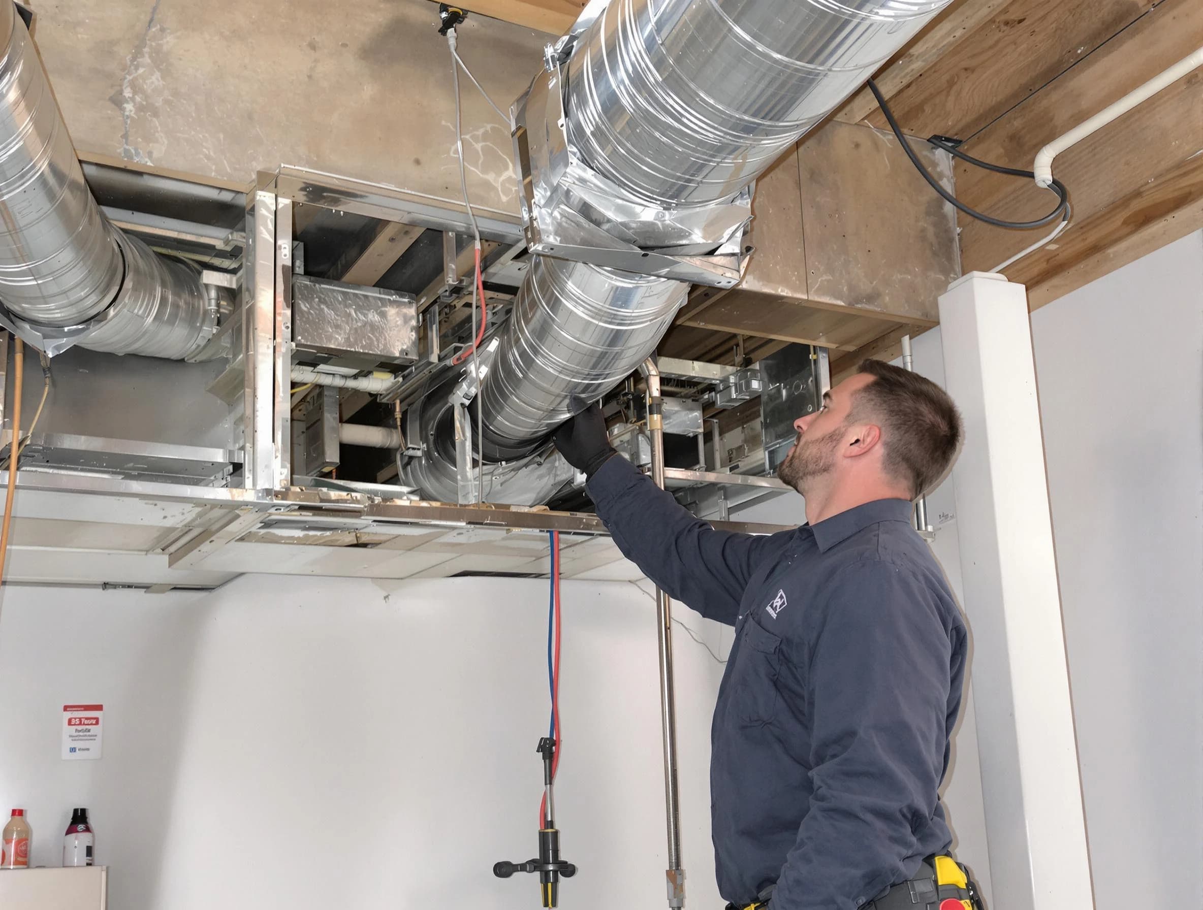 Allison Park Air Duct Cleaning technician performing professional air duct repair using specialized tools in Allison Park
