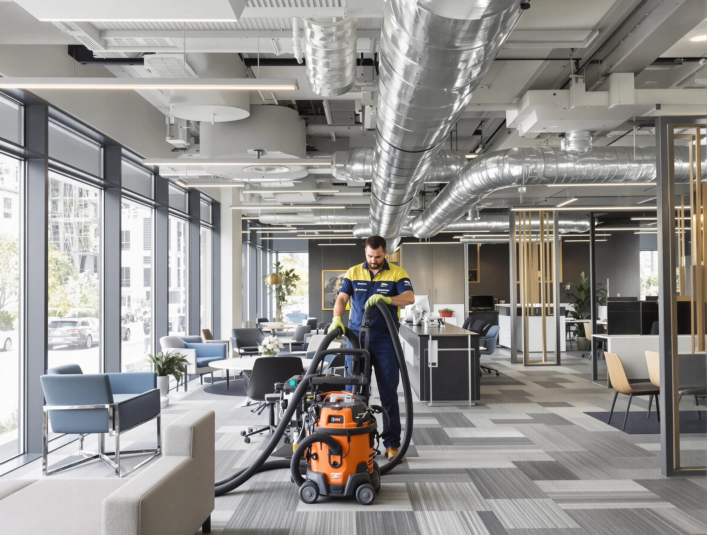 Allison Park Air Duct Cleaning team performing thorough commercial duct cleaning at a Allison Park business center